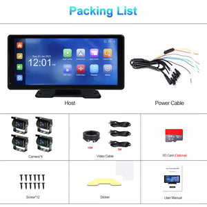 aoocci d1036 wireless carplay truck 4 channels packing list in the box